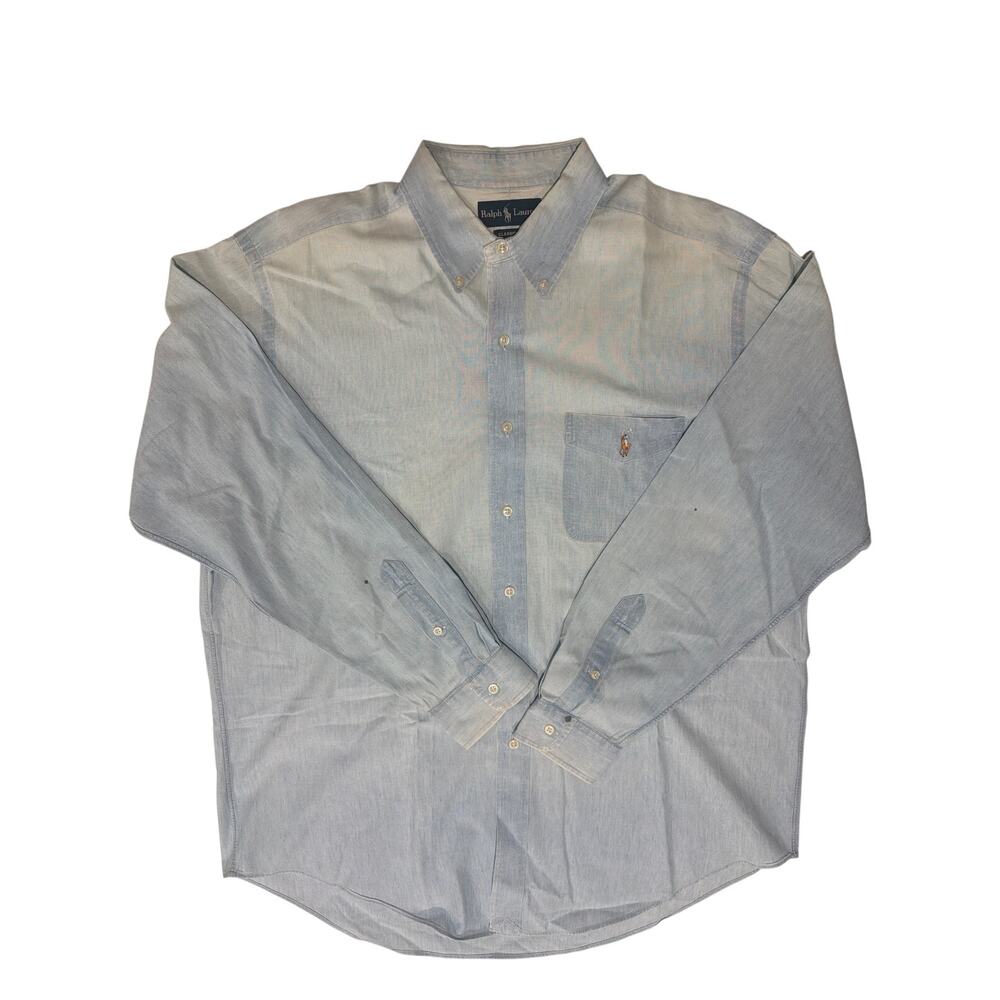 Vintage Polo Ralph Lauren Denim chambray Big Shirt XL button-up Chambray 90s